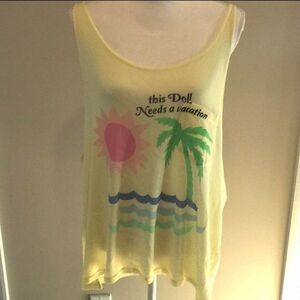 Wildfox Yellow Tank Top "Beach Scene" Sweater
